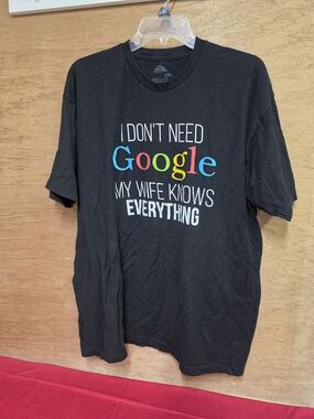 Mens Ann Arbor Black Tee "I Dont Need Google, My Wife Knows Everything" 2XL